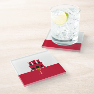 Gibraltar flag glass coaster
