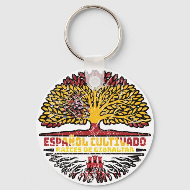 Gibraltar Gibraltarian Spain Spanish Tree Roots Key Ring (Front)