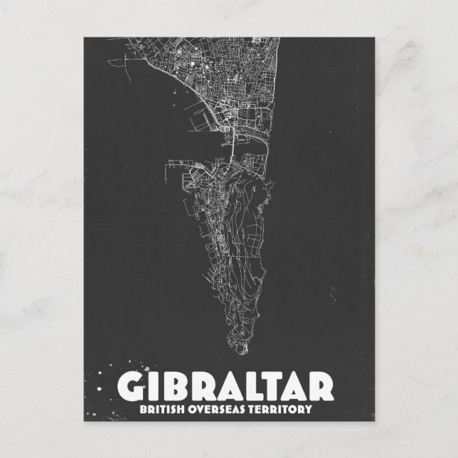 Gibraltar Vintage Map Holiday Postcard (Front)