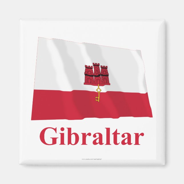 Gibraltar Waving Flag with Name Magnet (Front)