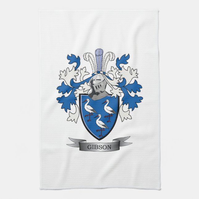 Gibson Family Crest Coat of Arms Tea Towel (Vertical)