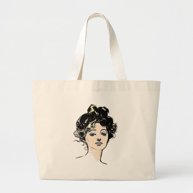 Gibson Girl Head Designs Large Tote Bag (Front)