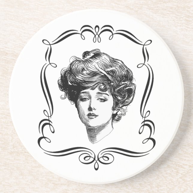 Gibson Girl Vintage Art Coaster (Front)