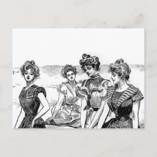 Gibson Girls at the Beach Postcard