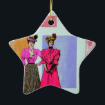 Gibson Girls in a Mondrian Pattern Ceramic Ornament<br><div class="desc">Gibson Girls in a Mondrian Pattern from Michael Moffa's Historic Mixed-Media Series,  c1993. Original artwork: universal copyright</div>