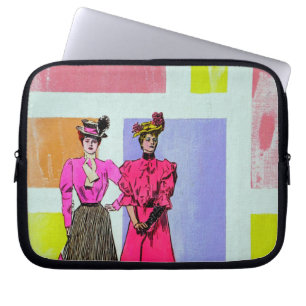Gibson Girls in a Mondrian Pattern Laptop Sleeve