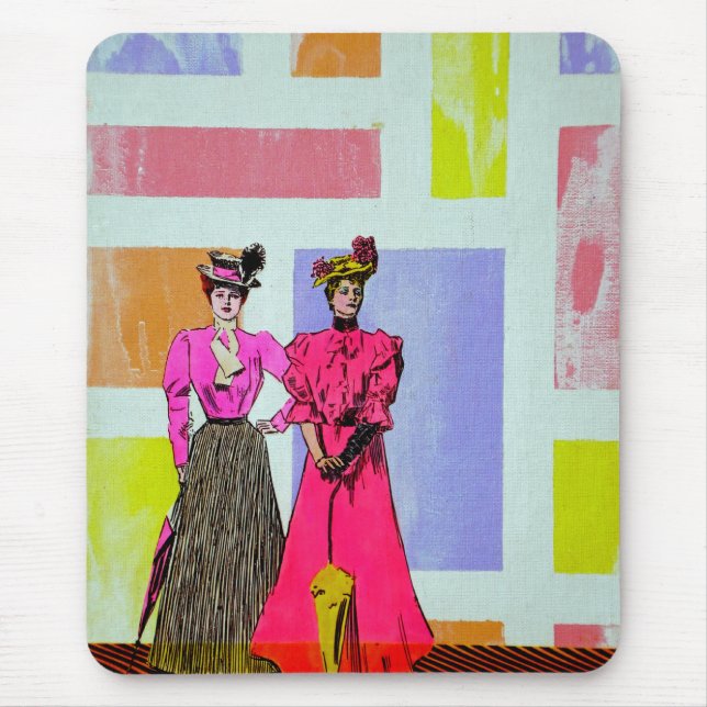 Gibson Girls in a Mondrian Pattern Mouse Pad (Front)