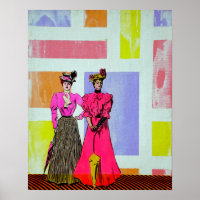 Gibson Girls in a Mondrian Pattern