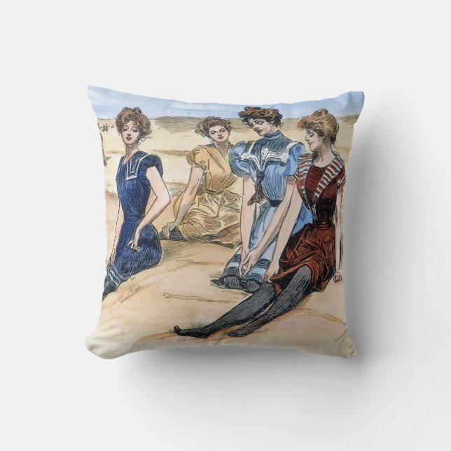 Gibson Girls On The Beach, 1900 Cushion (Front)
