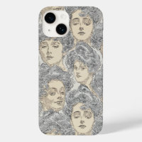 Gibson girls victorian illustration grey peach