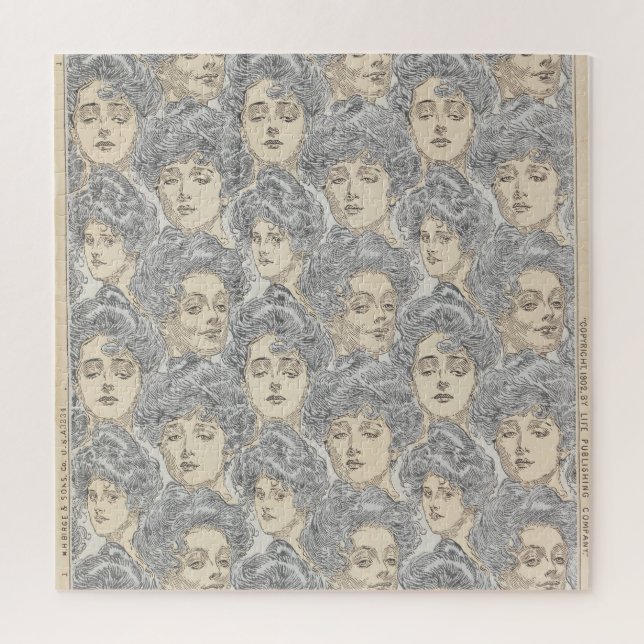 Gibson girls Victorian woman fashion pattern Jigsaw Puzzle (Vertical)