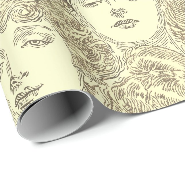 Gibson girls victorian woman illustration gold  wrapping paper (Roll Corner)