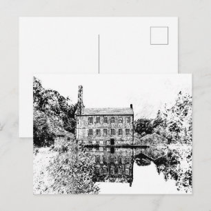 Gibson Mill, Hardcastle Crags Charcoal Artwork Postcard