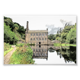 Gibson Mill, Hardcastle Crags Pencil Artwork Photo Print