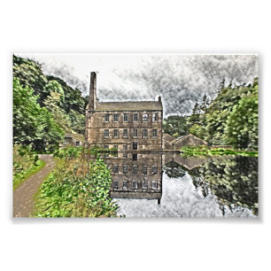 Gibson Mill, Hardcastle Crags Watercolour Artwork Photo Print