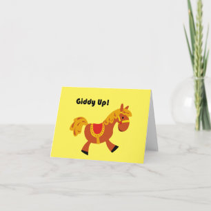Giddy Up Children’s Brown Saddle Horse Cartoon Card