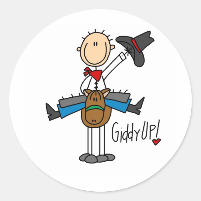 Giddy Up! Cowboy Stick Figure Sticker (Front)