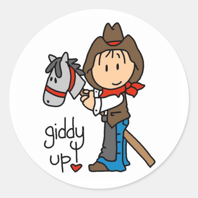 Giddy Up Cowboy Tshirts and Gifts Classic Round Sticker (Front)