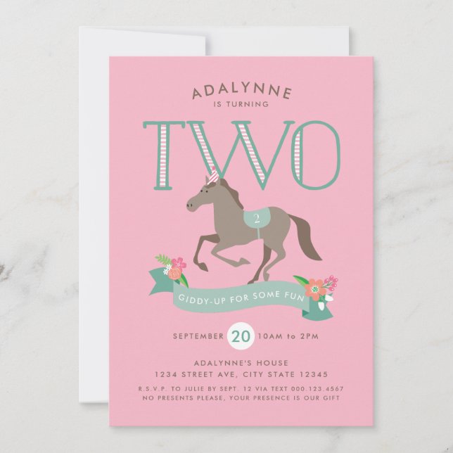Giddy Up for Fun Second Birthday Invitation (Front)