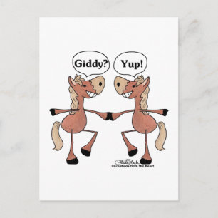 Giddy Up Horses Postcard
