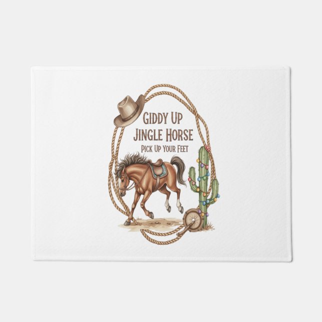 Giddy Up Jingle Horse Doormat (Front)