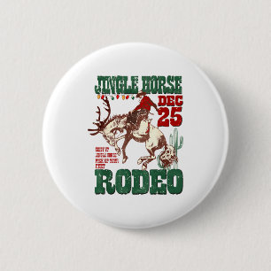 Giddy Up Jingle Horse Santa Cowboy Western Christm 6 Cm Round Badge