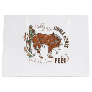 Giddy Up Jingle Horses Pick Up Your Feet Christmas Large Gift Bag