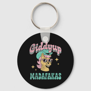 Giddy Up Madafakas Retro Derby Day Horse Racing Key Ring