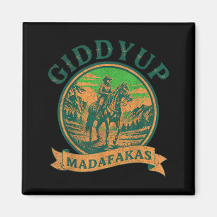 Giddy Up Madafakas Retro Derby Day Horse Racing Magnet