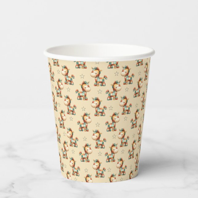 Giddy-Up Patchwork Pony Birthday Paper Cups (Back)