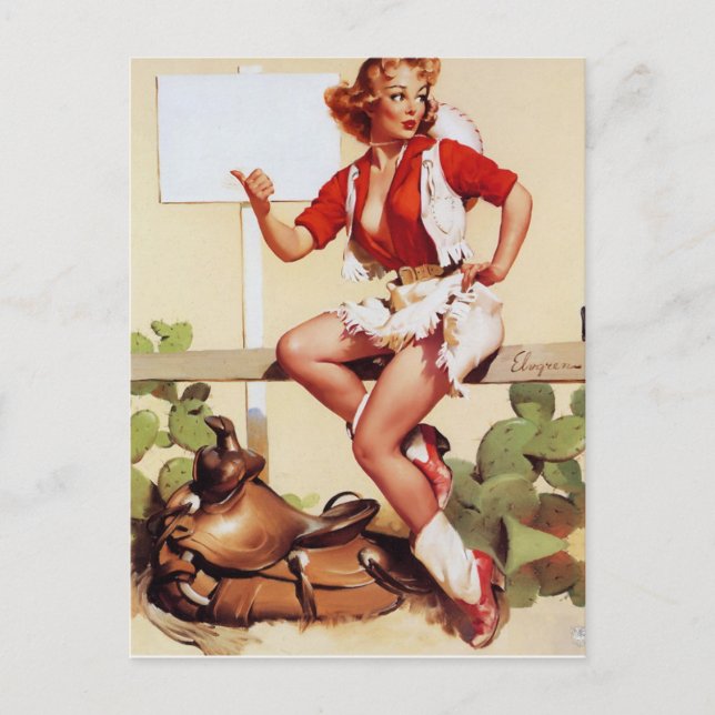 Giddy Up Pin-Up Postcard (Front)