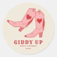 Giddy Up Pink Cowgirl Boots Birthday