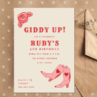 Giddy Up Pink Cowgirl Boots Rose Birthday