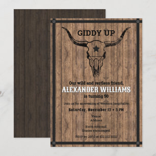 Giddy Up Western Ranch Milestone Birthday Party Invitation