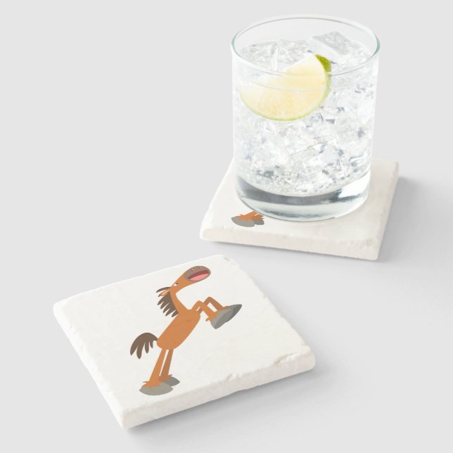 Giddyup, Horsey! Cartoon Horse Stone Coaster (Side)