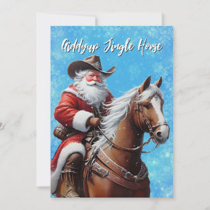 Giddyup Jingle Horse Santa Claus Christmas Holiday Card