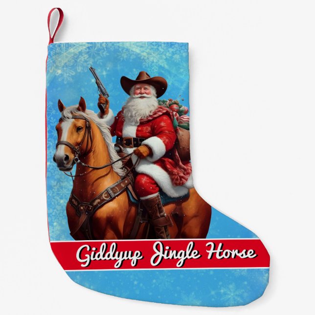 Giddyup Jingle Horse Santa Claus Christmas Small Christmas Stocking (Front)