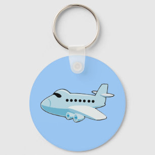 gif_airplane_002 BLUE Cartoon Aeroplane Key Ring