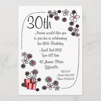 Gift and Flowers 30th Birthday Invitation