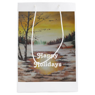 Gift Bag Ann Hayes Oil Painting Winter Scene