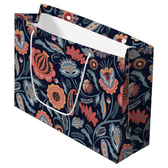 Gift Bag - Boho Bold Floral Blue (Front Angled)
