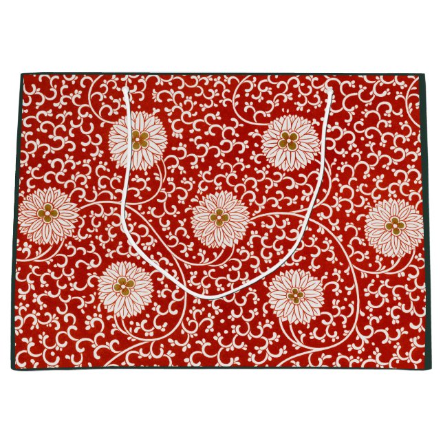 GIFT BAG CHINESE FLORAL PRINT IN RED AND WHITE (Front)