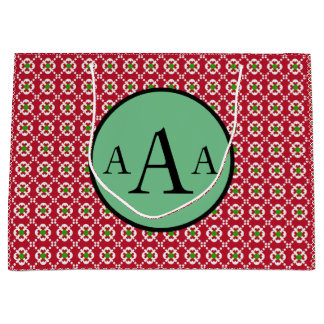 Gift Bag CHRISTMAS PATTERN CUSTOM INITIALING
