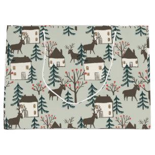 Gift Bag Christmas reindeer pattern