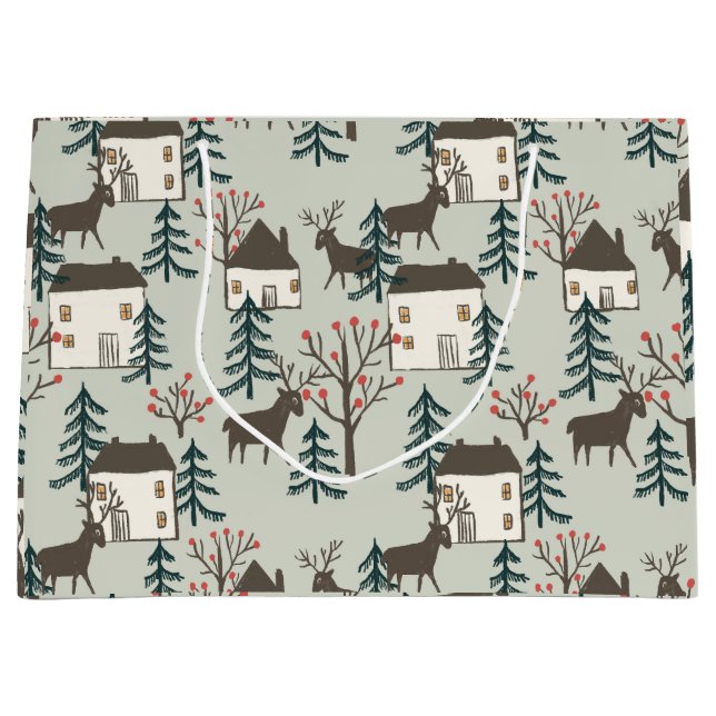 Gift Bag Christmas reindeer pattern (Front)