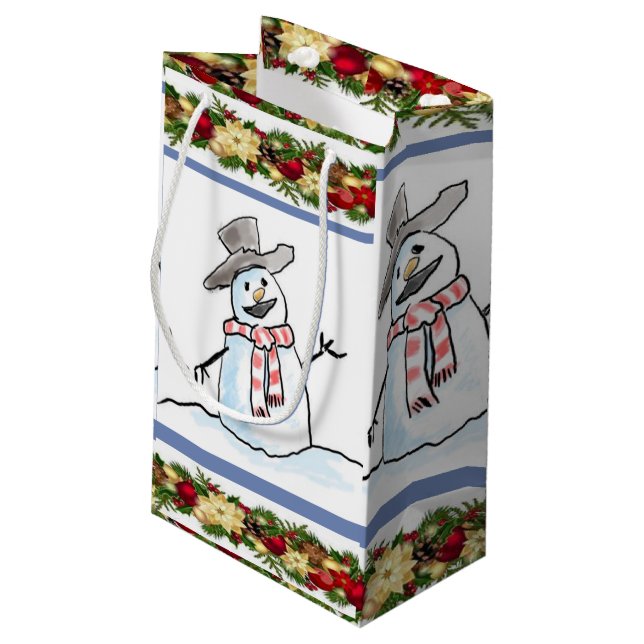 Gift Bag Christmas Snowman (Back Angled)