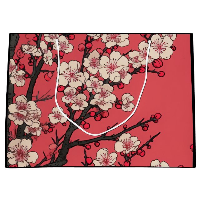 GIFT BAG CRANES AND CHERRY BLOSSOM MOON  (Front)