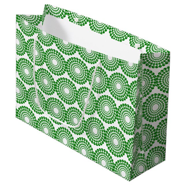 Gift Bag - Green Concentric Circles of Beads (Front Angled)
