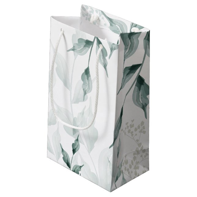 Gift Bag | Greyed Jade Green Botanical (Back Angled)
