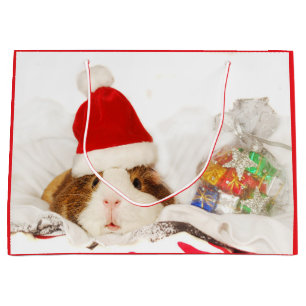 Gift Bag GUINEA PIG IN A SANTA HAT